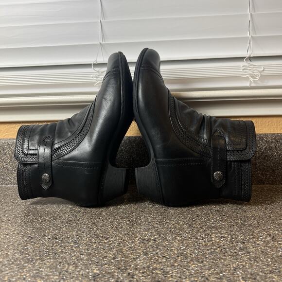 Rockport Black Leather Boots Womens 10 M Zip Up Heel Ankle Bootie Comfort Casual - Picture 4 of 10